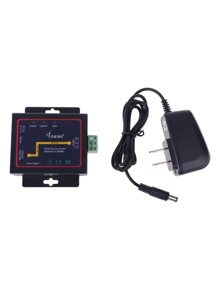 Serial Server RJ45 To RS485 LAN Ethernet Converter Module with Built-in Webpage US Plug Adapter