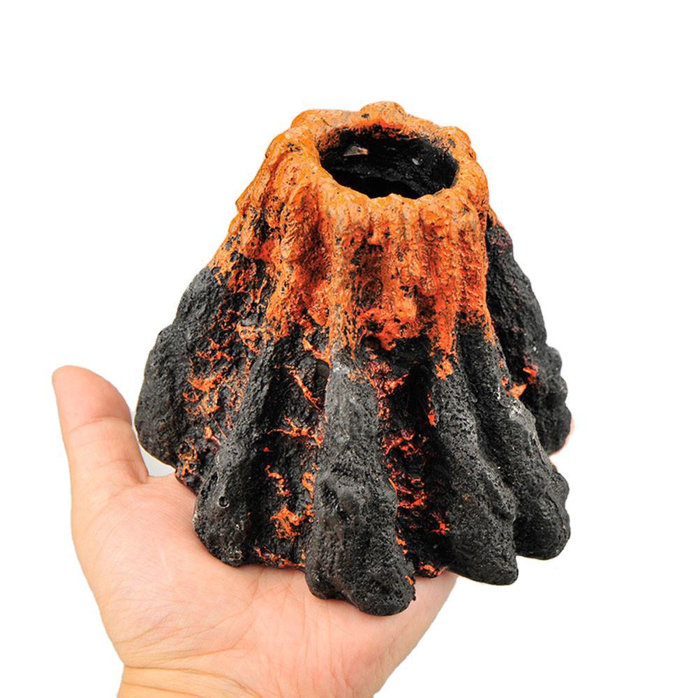 Hand-Painted Coral Stone Volcano Aquarium Ornament