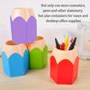 5pcs Pencil-Shaped Pen Holders - Colorful ABS Desk Organizer with Scissors Slot, Ideal for Home Office & Classroom Decor, Classroom Supplies