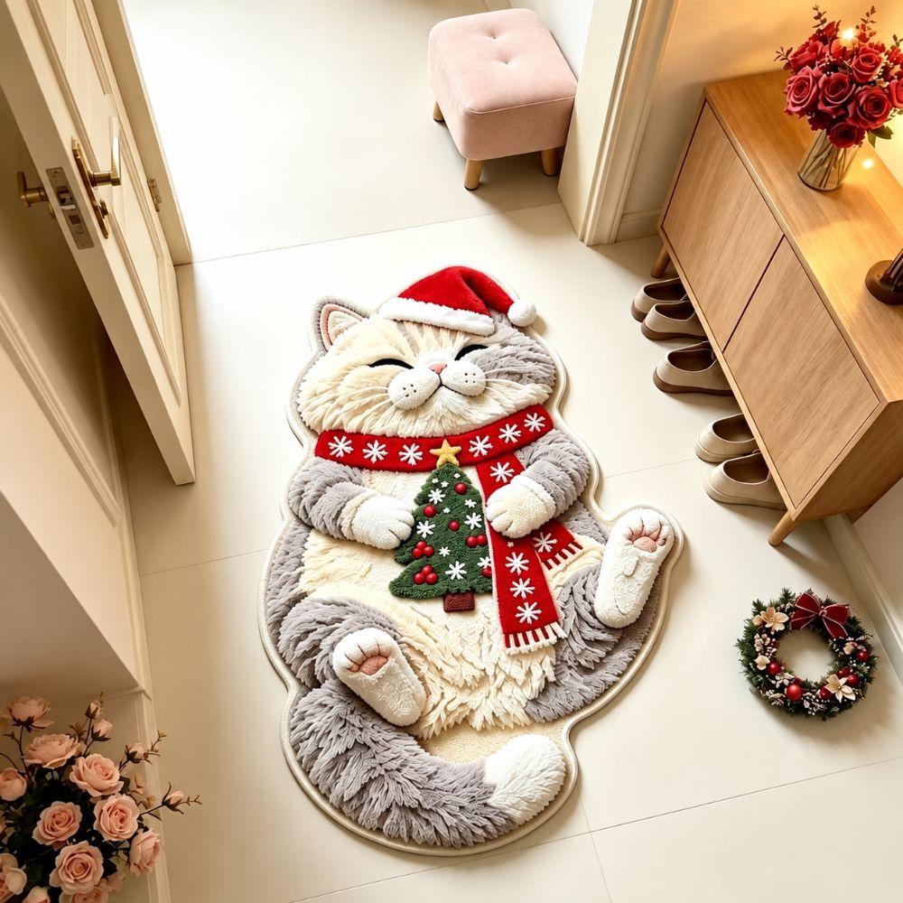 Non-Slip Cat-Shaped Area Rug 2D Cartoon Carpet Soft Home Decor Carpet Bedrooms