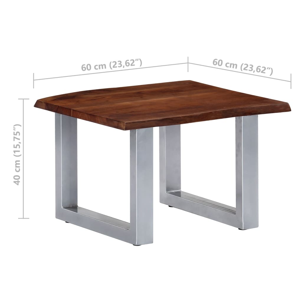 Coffee Table with Natural Edge 60 X 60 X 40 Cm Solid Acacia Wood
