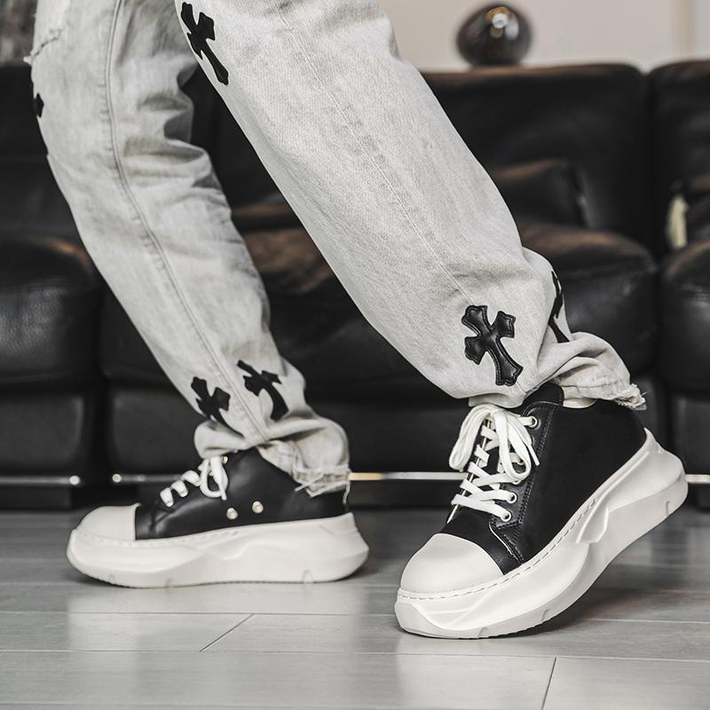 High Top Women Sneaker Quality Black Ankle Boot Brand Men Shoe Casual Fashion Zipper Metal Platform Canvas Street Shoe Men