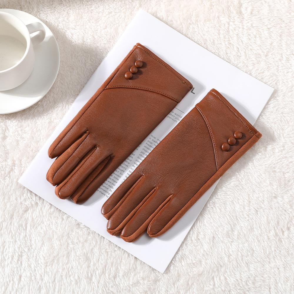 Women's Winter Touchscreen Gloves: Warm, Velvet-Lined, PU Leather, Windproof and Cute for Outdoor Driving & Cycling