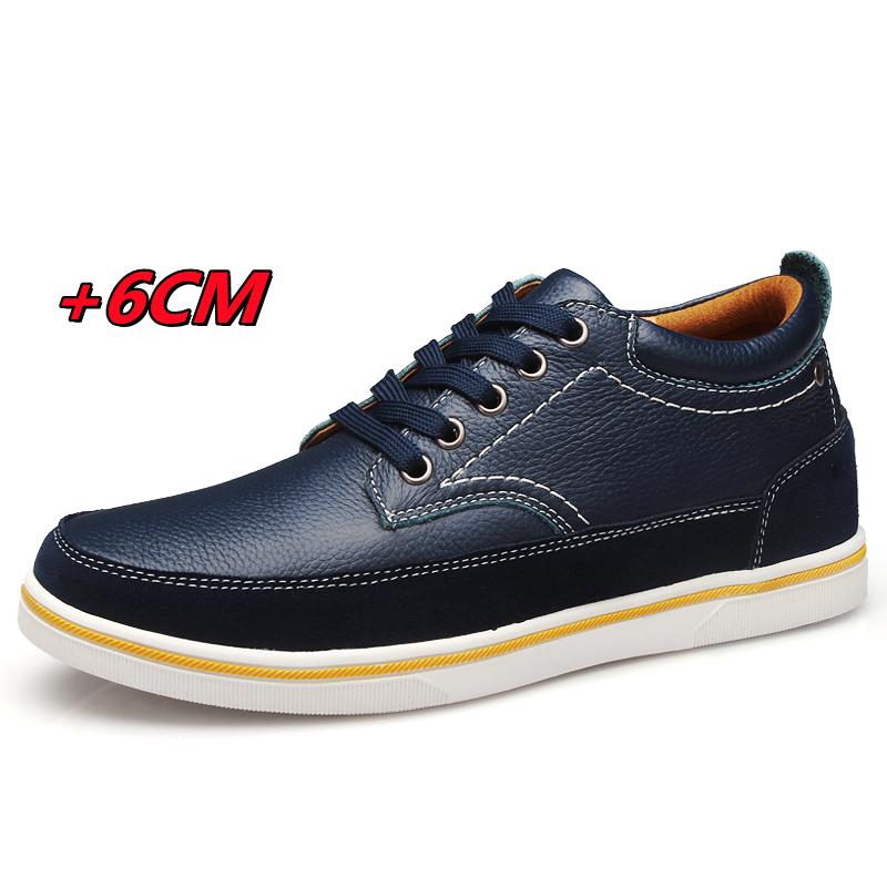 Herren Schuhe mit Absatzerhöhung Echtes Leder Lift Freizeitschuhe Höhenerhöhung Schuhe Einlegesohlen 6CM Großer Mann Formelle Schuhe Größeres Schuhwerk