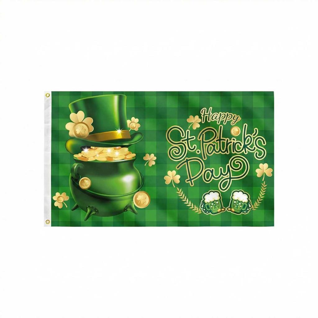 St. Patrick's Day Banner, Irish Commemorative Flag, Decorative Flag With Shamrocks