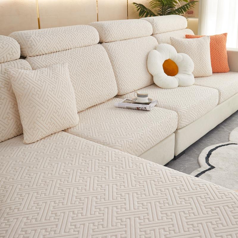 Plüsch-Sofa-Sitzbezug für Wohnzimmer, Samtkissen, elastische Eckcouch, 1/2/3/4-Sitzer, solide Schonbezüge-Set