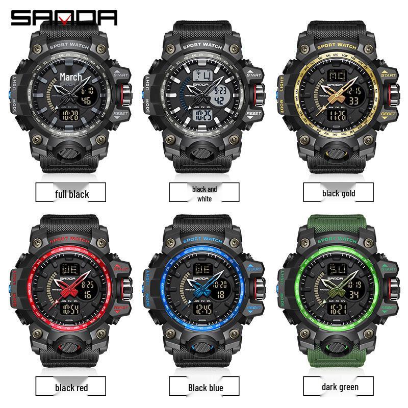 Sanda Men's Multifunctional Waterproof Luminous Sports Watch