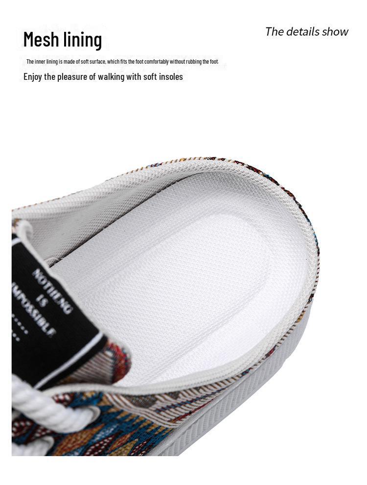Men's Trendy Breathable Canvas Slip-On Sneakers - Versatile Summer Half-Slippers