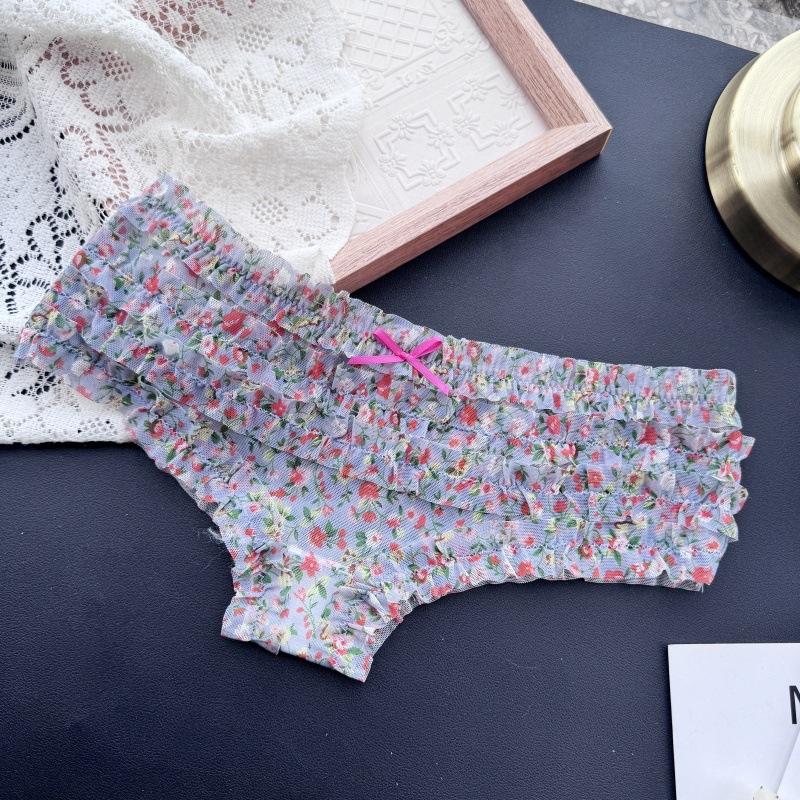 Ladies Spring and Summer Lovely Cake Layer Mesh Low Waist Sexy Panties