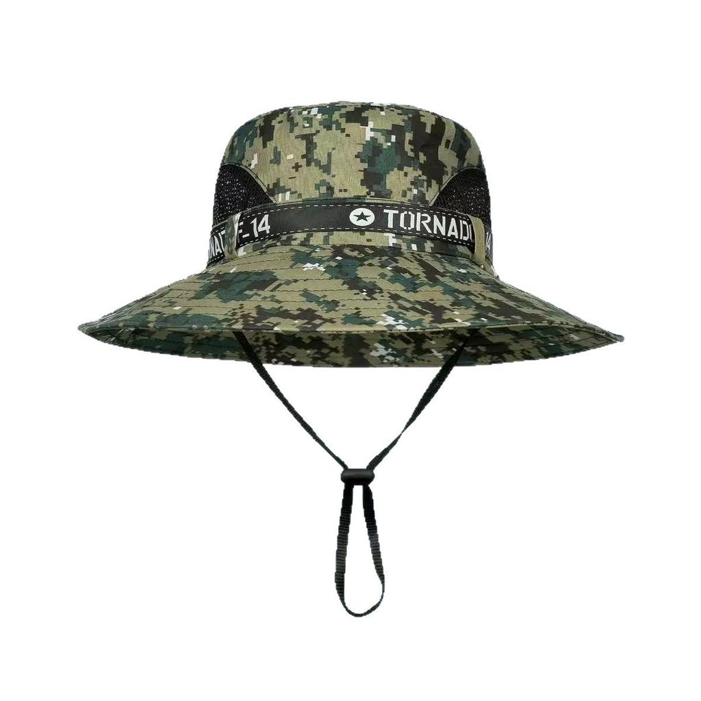 Bucket hat men's summer sun protection camouflage large brim sun hat outdoor breathable fishing hat mountaineering hat sun hat