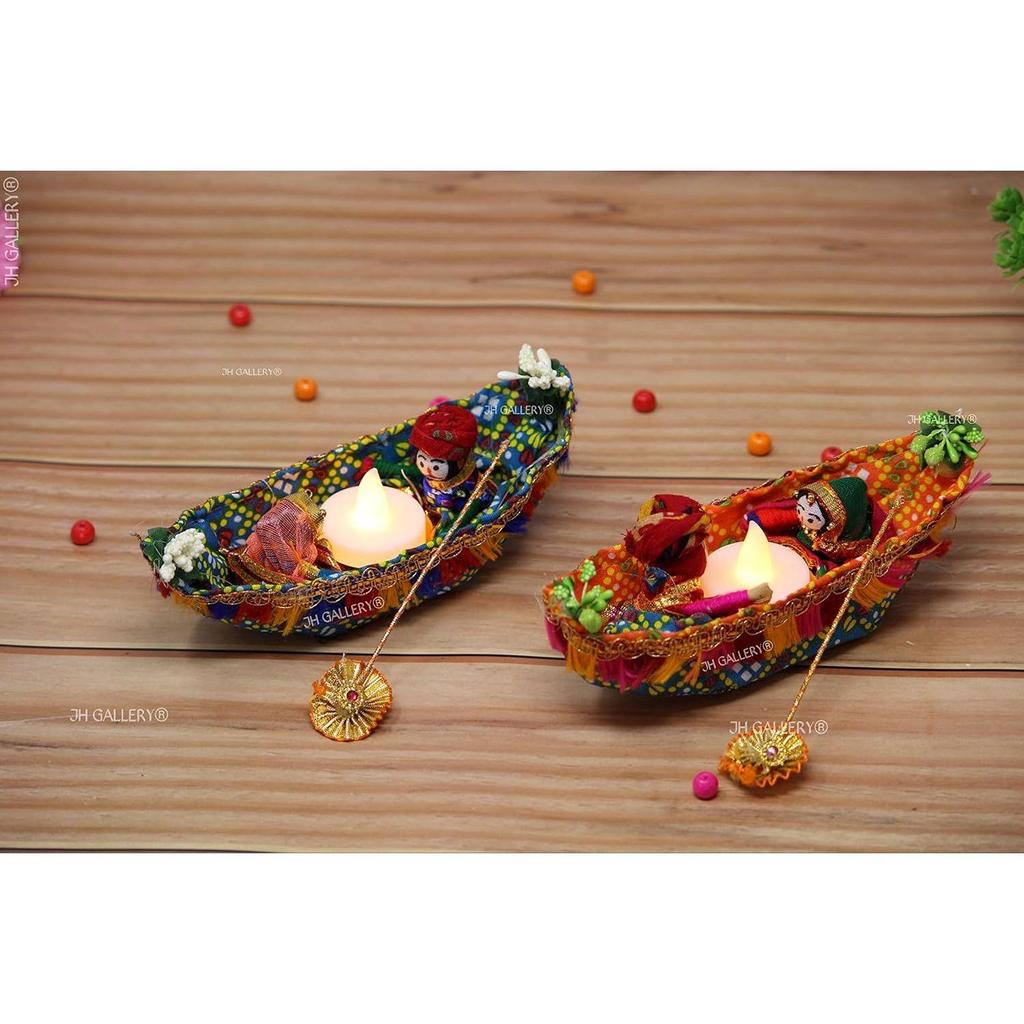 Recycled Material Rajasthani Raja Rani Puppet/Dolls Decorative Tealight Candle Holder (Pack of 2)