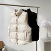 Autumn and Winter Women Loose Vest Coat Stand Collar Down Cotton Vest Women Warm Coat Oversize Tops Vest