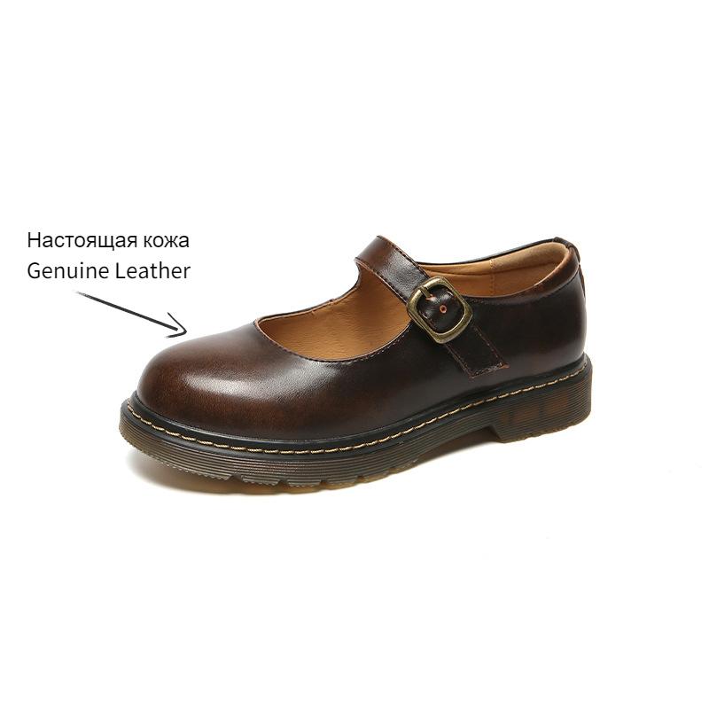 Fashion Small Leather Shoes 2024 New Breathable Round Head Soft Girl Retro College Style Summer Word Buckle Mary Jane Women's Shoes