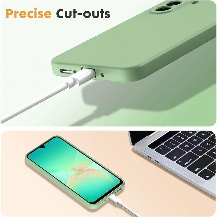 Coque de Protection - BOOLING - pour Samsung Galaxy S25 FE - Silicone Slim Souple Vert - 2 Verres Trempés