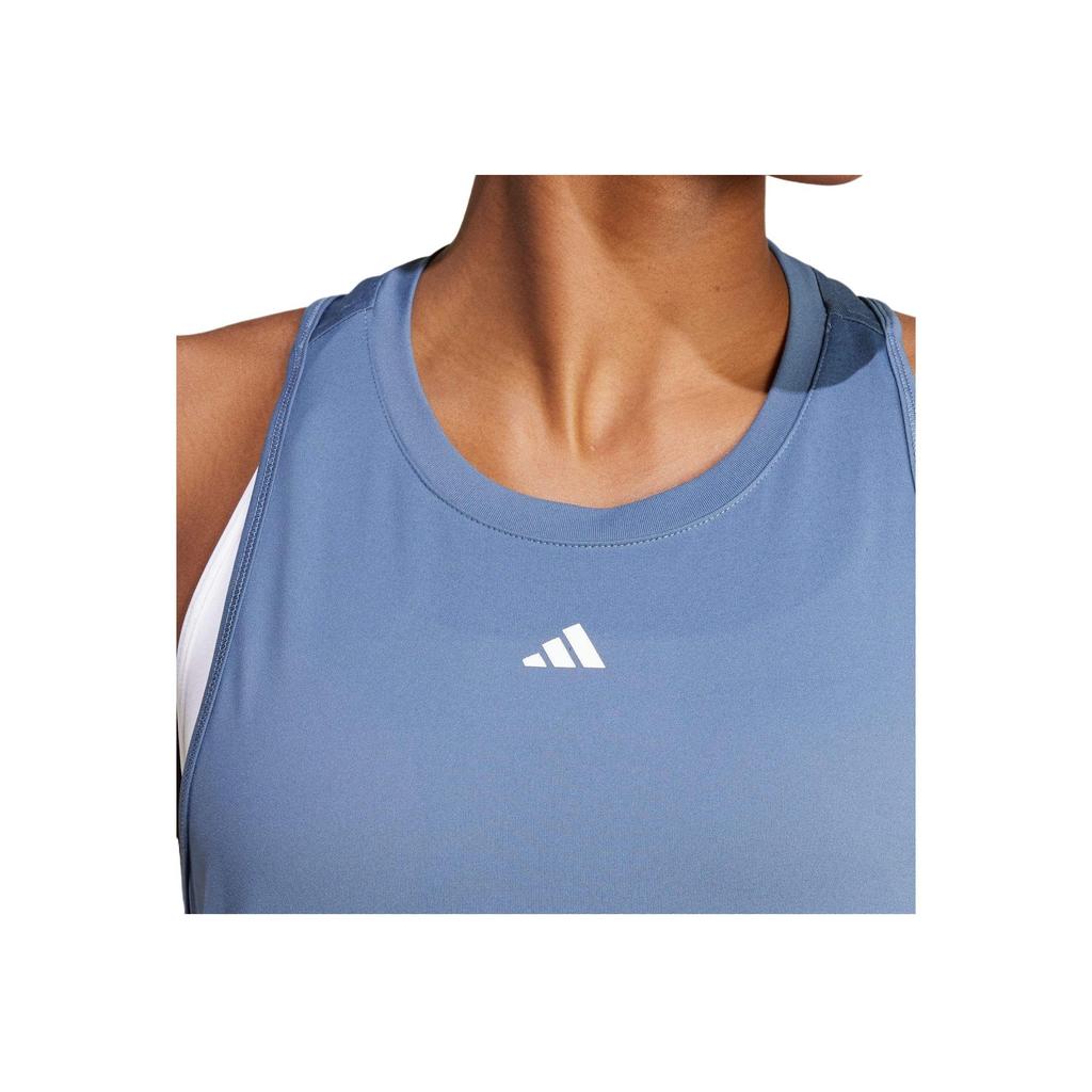Adidas Designed For Training Comfortable Casual Solid Color Round Neck Vest Women Tops Blue IT7425