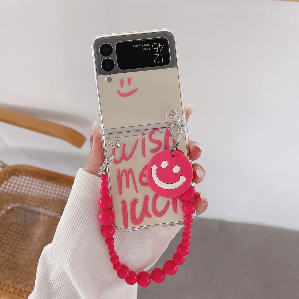 Pro Samsung Galaxy Z Flip 4 Case náramek s 3 hvězdičkami Transparentní skládací pouzdro Pro Samsung Z Flip 3 nárazuvzdorný pevný zadní kryt