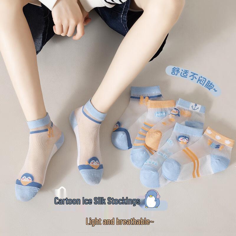 

Meow Read Summer Mesh Ice Silk Short Socks (5 Pairs) EU 33-38