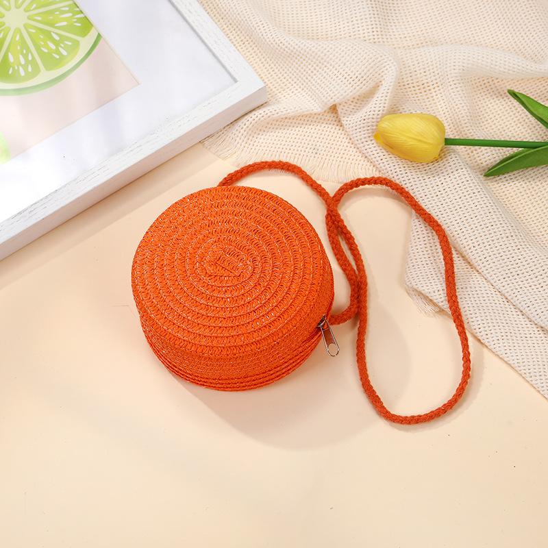 Children's bags Girls messenger bags New summer woven straw bags Seaside vacation girls round shoulder bag