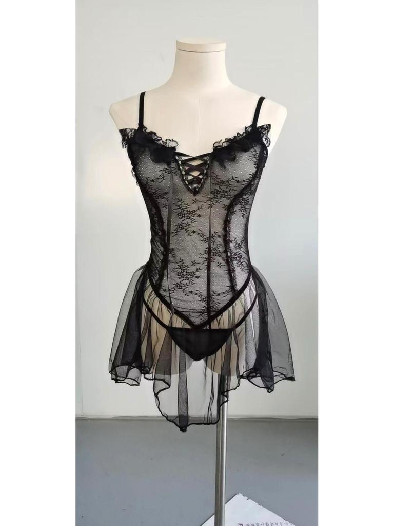 2211 Plus Size Transparent Sexy Lingerie Nightgown for Women