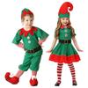 Cheerful Family Christmas Cosplay Costume Featuring Green Elf Santa Claus Design For All Ages