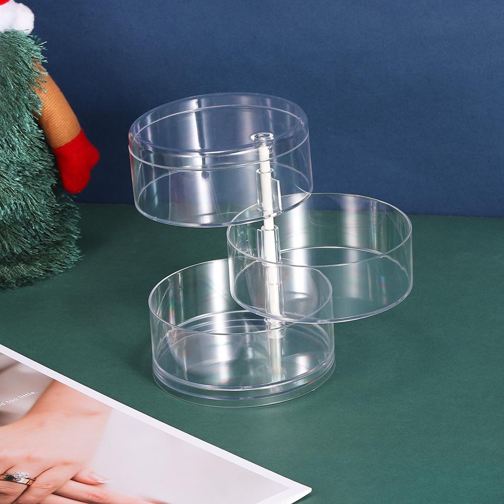 1pcs Multi Layer Rotating Transparent Round Jewelry Box for Earrings Necklace Bracelet Rack Display Shelf Jewelry Storage Box