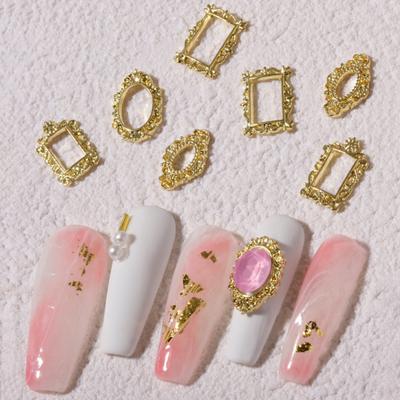 5Pcs/Set DIY Painting Frame Shape Nail Decor Exquisite Stylish Metal Manicure Art Decor