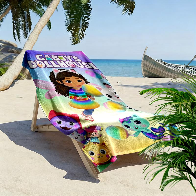 Asciugamano da Spiaggia con Stampa Gabby Dollhouse, Asciugamano Grande Morbido ad Asciugatura Rapida per Spiaggia Campeggio Nuoto