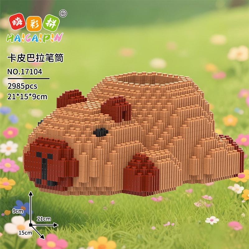 Kawaii Animal Building Block Colorful Fox Duck Chick Dog Rabbit Model Cartoon Capybara Assembled Brick Toy for Kid Birthday Gift