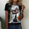 Süßes lustiges Katze 3D-Druck Kurzarm-T-Shirt Modisch Bequem Weich Atmungsaktiv Groß Locker Sommer Damen T-Shirt