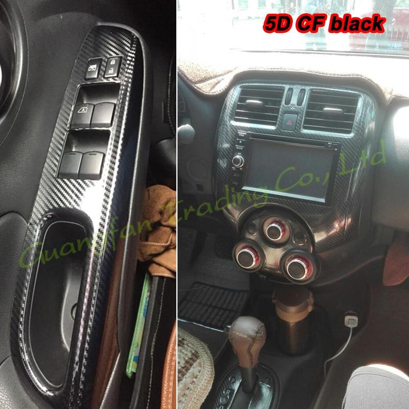 Car-Styling 3D/5D Carbon Fiber Car Interior Center Console Color Change Molding Sticker Decals For Nissan Versa Sunny 2011-2016