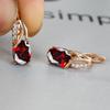 Oval Blue Zircon Diamond Champagne Gold-Plated Earrings for Weddings & Engagements