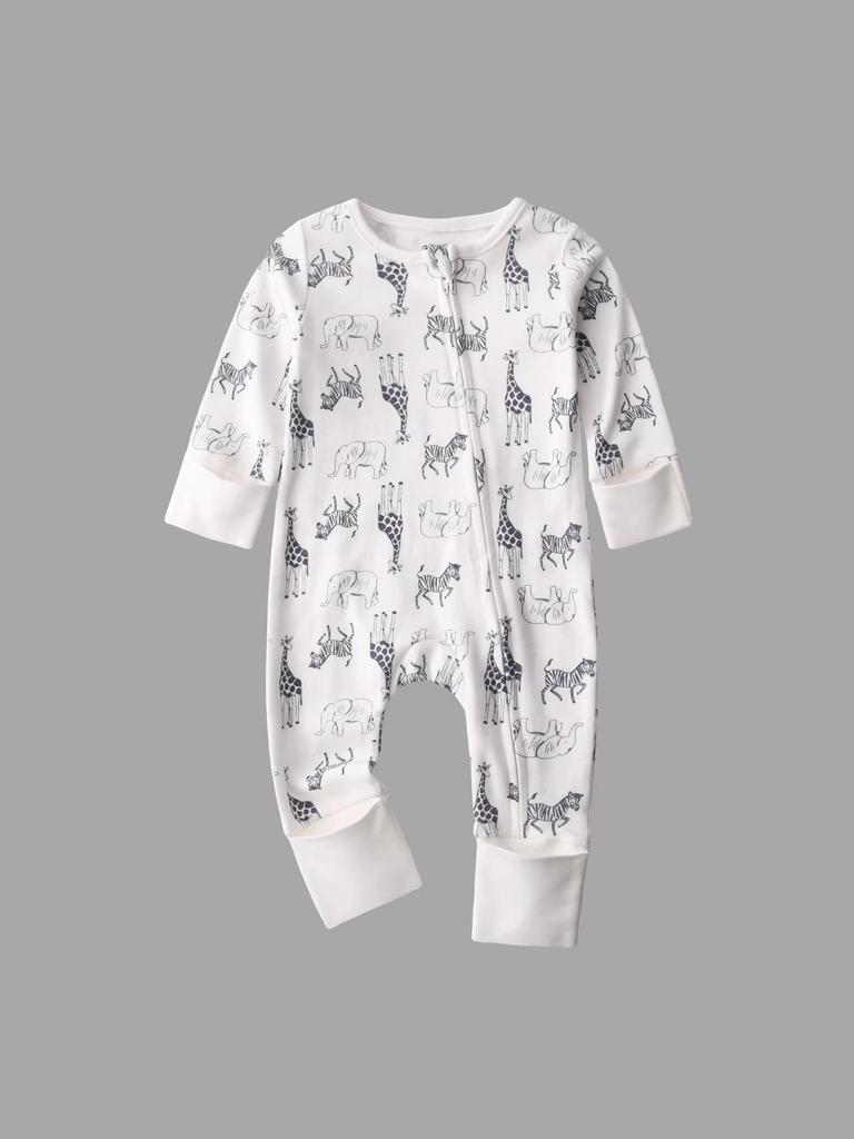 Newborn Cotton Zipper Footed Romper - Long Sleeve, All-Seasons Wear