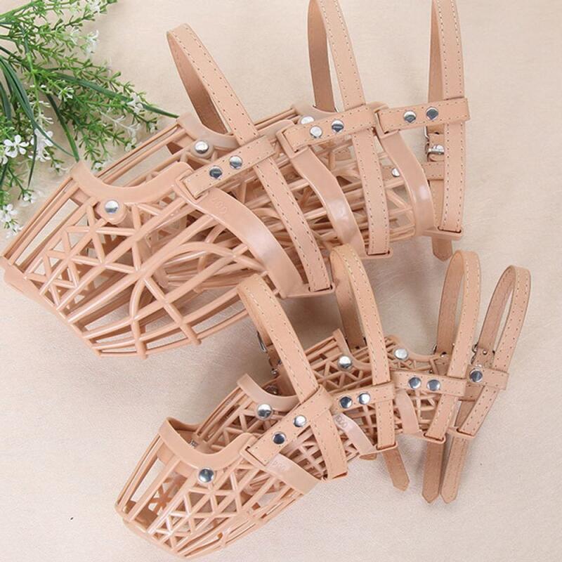 Medium Dog Leather Muzzle Beige No. 4
