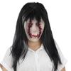 Japanese-style horror latex mask featuring a black-haired, stitched-face female ghost.