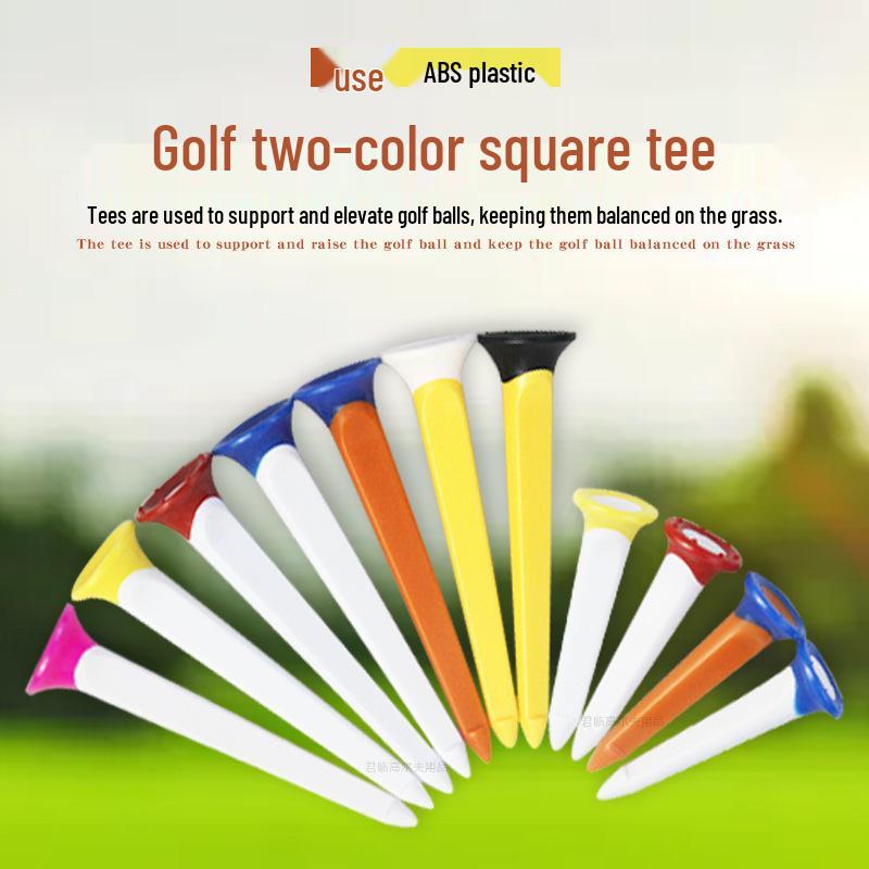 Durable Two-Color Square Golf Tee: ABS Plastic & Soft Rubber Cup Design