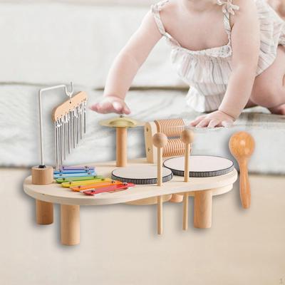 Tamburyn Ksylofon Zabawka Drewniana Perkusja Montessori Zabawki Dla Dzieci Instrument Muzyczny Dla Przedszkola