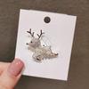 Japanese Cute Reindeer Brooch with Pearl and Rhinestone for Women, Versatile Christmas Pin Decoration