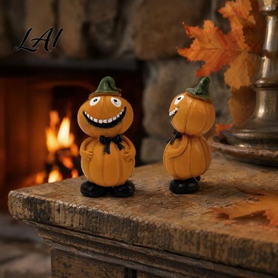Window Sill Halloween Decor Pumpkin Figure Ornaments Hand-Painted Resin Decorations with Unique Garden Expressions Figurine for Desktop Windowsill