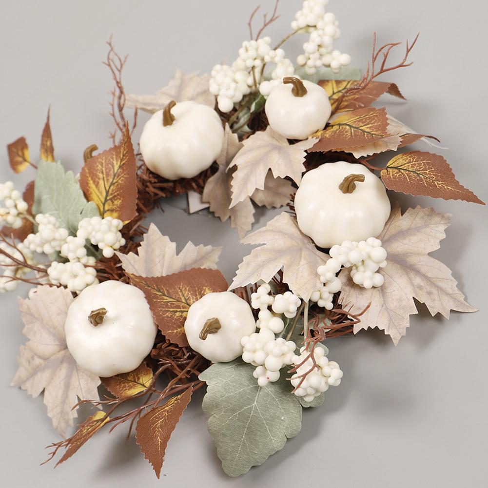 Fall Wreath Front Door Artificial Autumn Wreath Pumpkin Berry Branchesm Leaves Outdoor