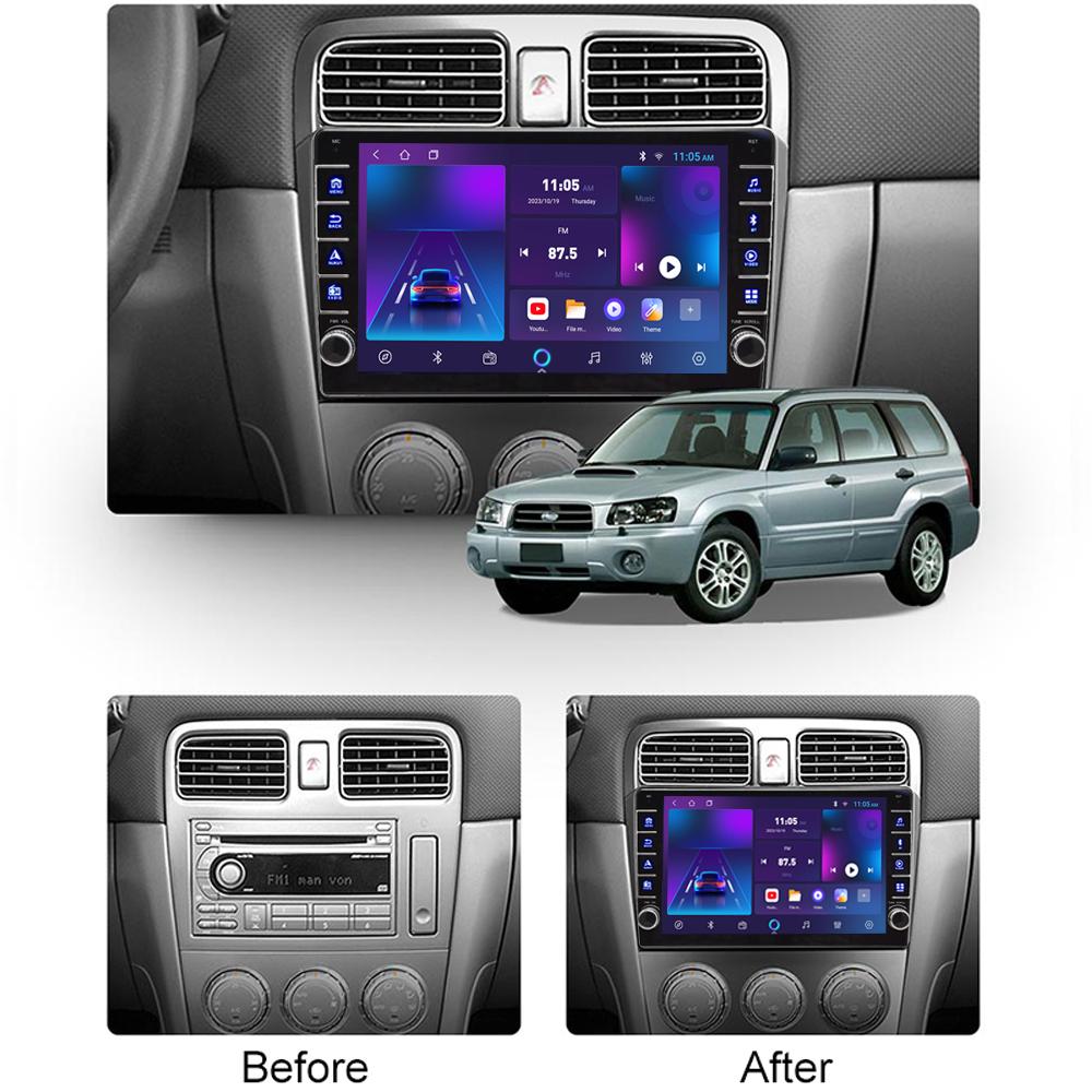 icreative 2 Din Android Autoradio Multimedia Video Player für Subaru Forester SG 2002-2008 mit Knopf Knopf Carplay WiFi 2+32GB