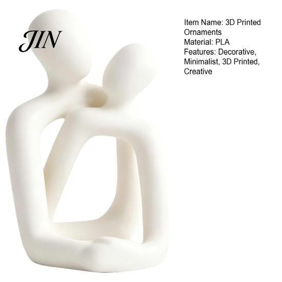 Love Couple Sculpture 3D Printed Abstract Statue, Minimalist Couples Bedroom Decor, White Hugging Lovers Sculptures, Compact Romantic Indoor