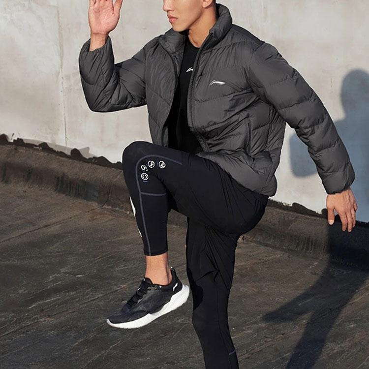Li-Ning Training Series Solid Color Logo Down Jacket Men Outerwear Asphalt-Grey AYMS267-3