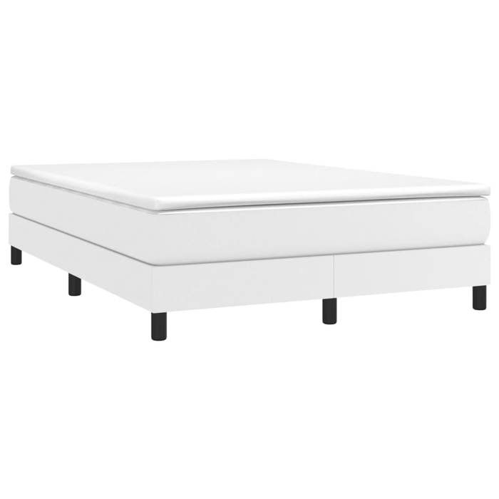 3144256 vidaXL Lit à sommier tapissier avec matelas Blanc 140x190cm Similicuir