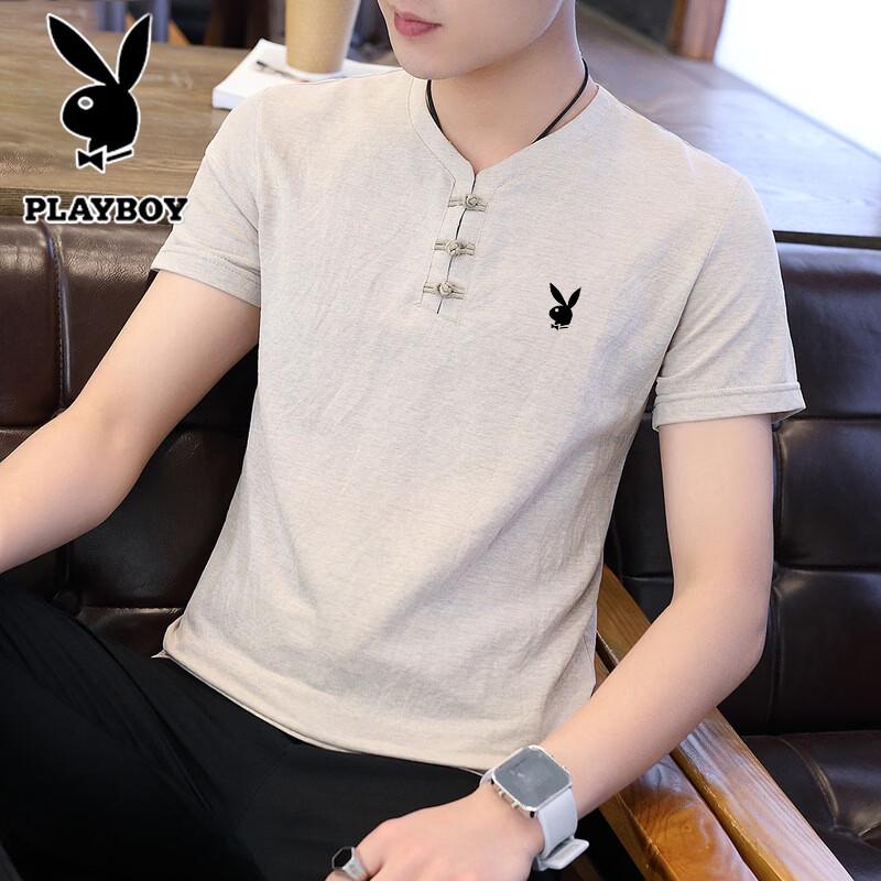 PLAYBOY Men's Chinese Style Short Sleeve T-Shirt