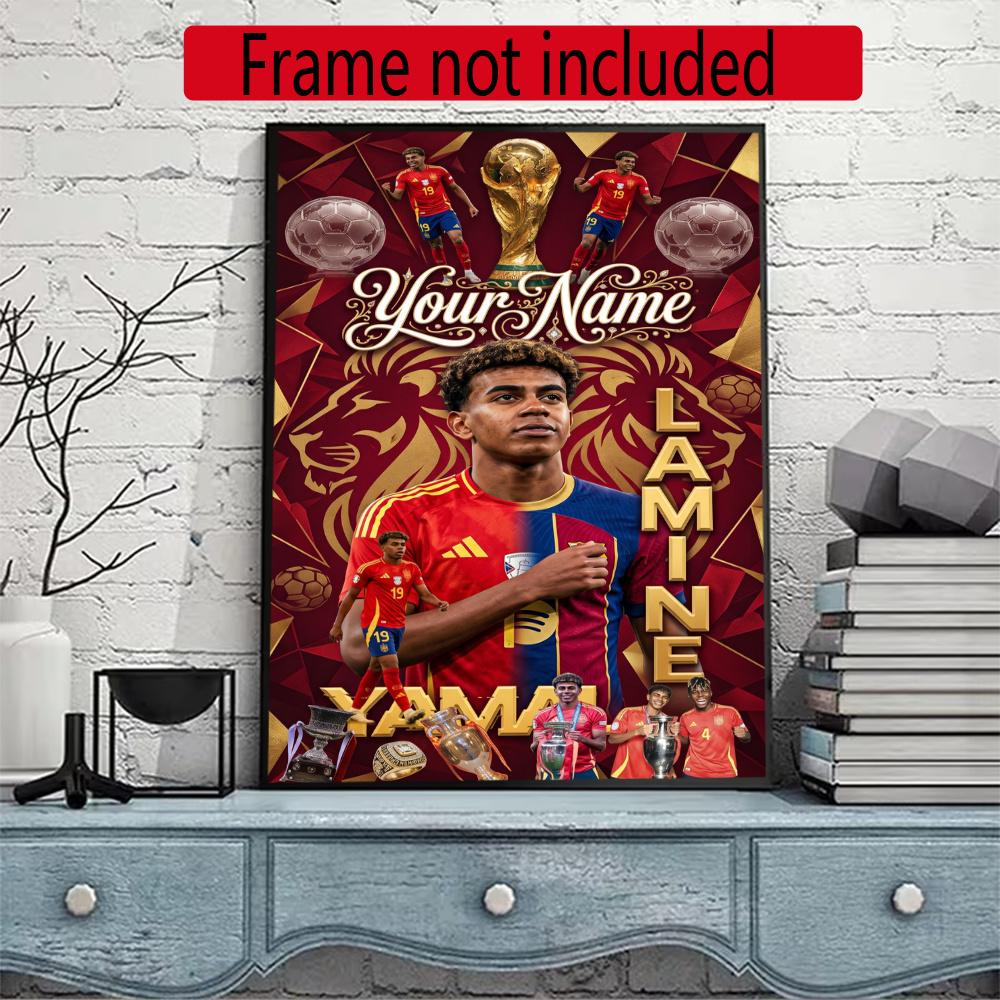 Lamin Yamal Customize Your Name Diamond Painting Round Diamond Diy Frameless Holiday Artwork Suitable For Home Office Wall Decoration