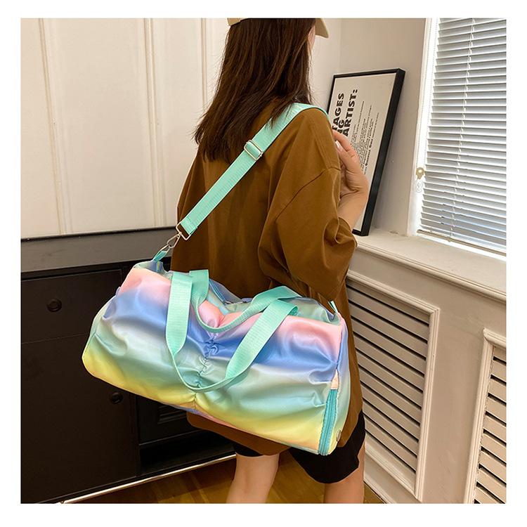 Sports Yoga Gym Bag Women Dry Wet Separate Large Capacity Short Travel Bag Gradient Handbag Crossbody