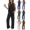 2026 Spring/Summer Women's Casual Pleated Vest Top Two-Piece Set
