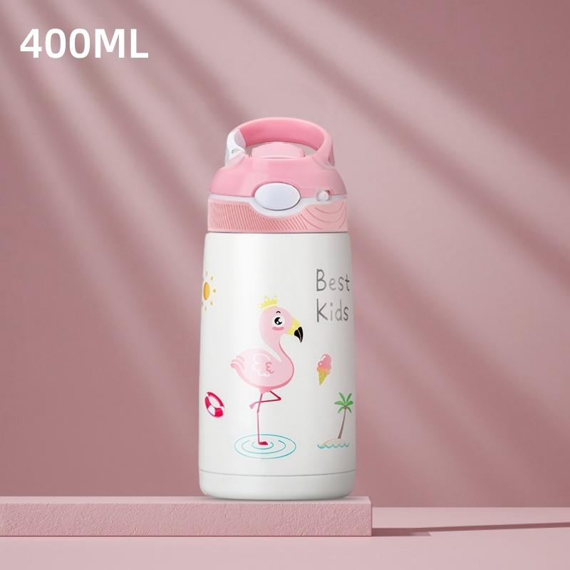 400ML Kids Water Bottle Cartoon Animal Thermos Mug Baby Duck Billed Straw 316 Stainless Steel Vacuum Flasks Thermos Bottle