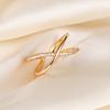 Gold-plated Micro-inlaid Cross-line Ring, Simple Personality Niche, Non-fading Index Finger Ring