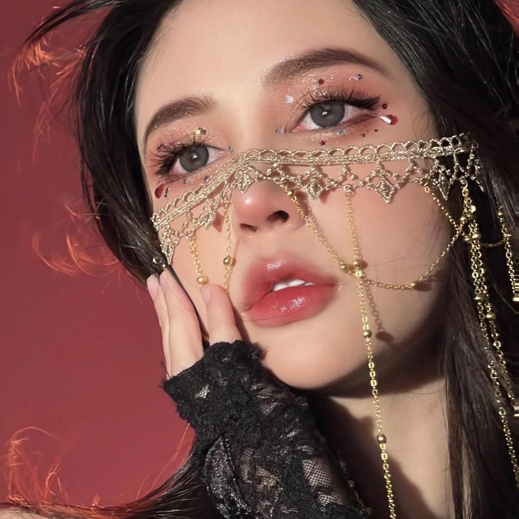 Ancient Style Hanfu Face Veil with Tassels – Super Fairy Costume Headdress for Western Region Dancers